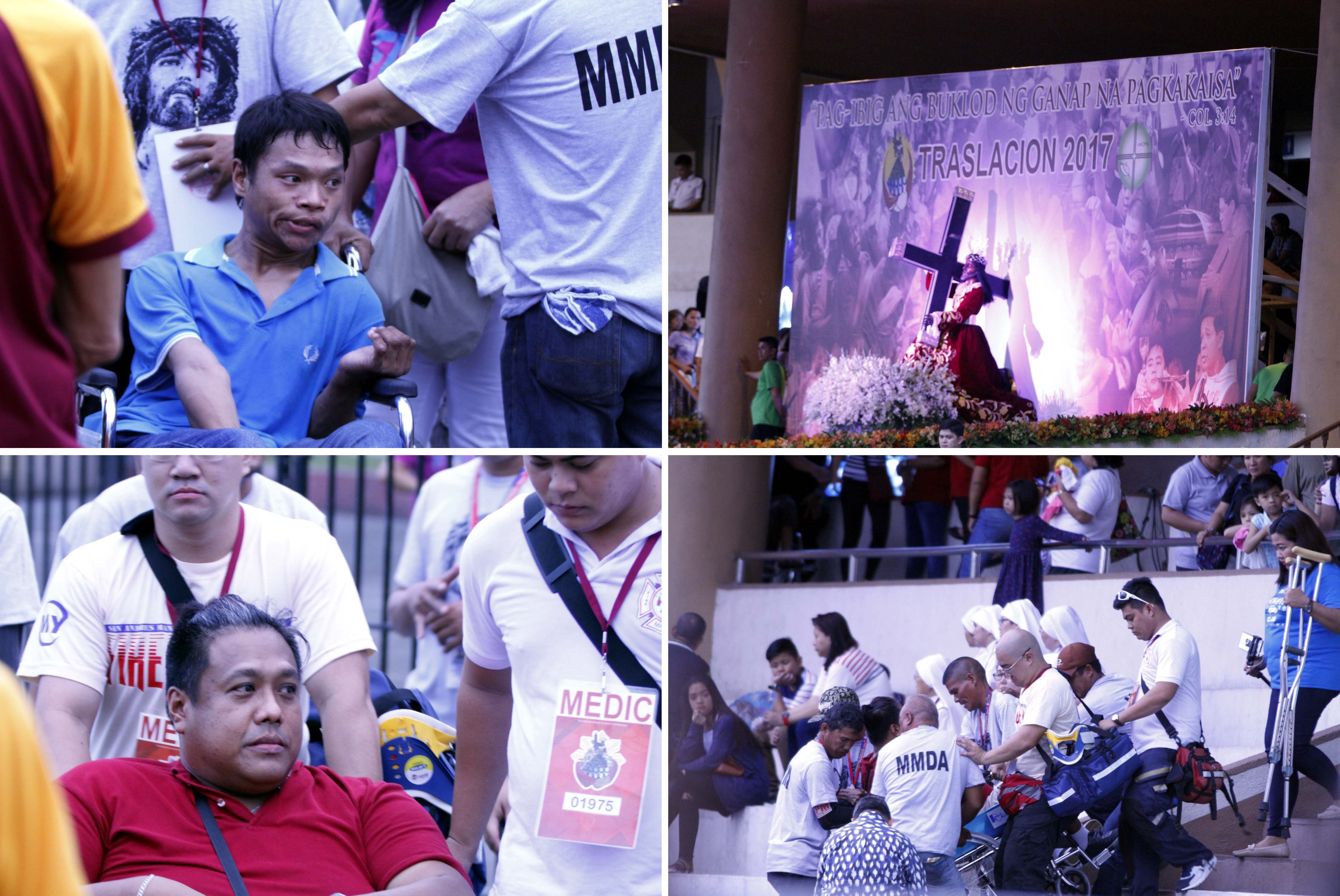 MMDA Personnel help Persons with Disabilities devotees for the 'Pahalik' to the Black Nazarene
