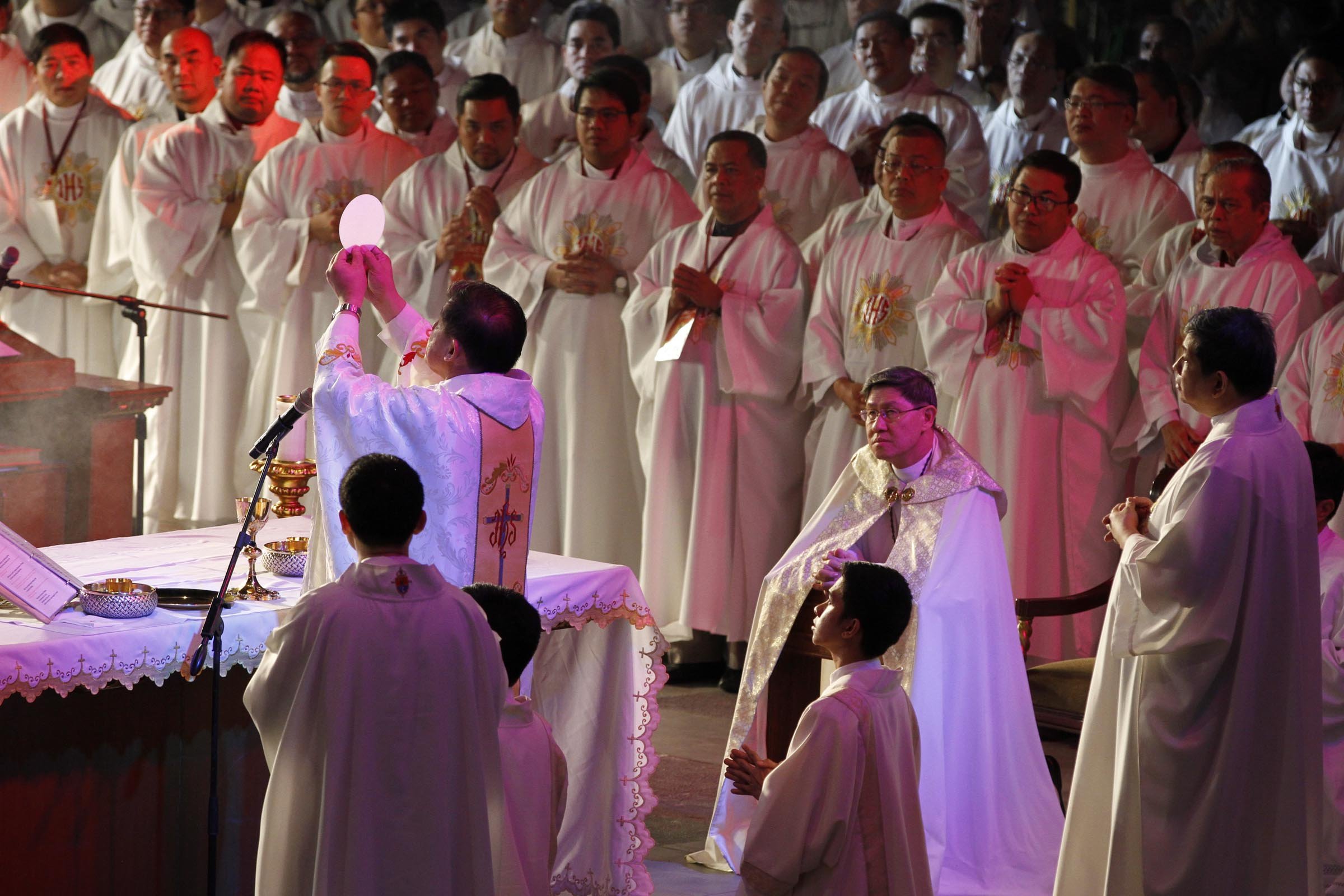 Manila Archbishop Luis Antonio G. Cardinal Tagle leads the  dawn mass of Feast of the Black Nazarene 2017