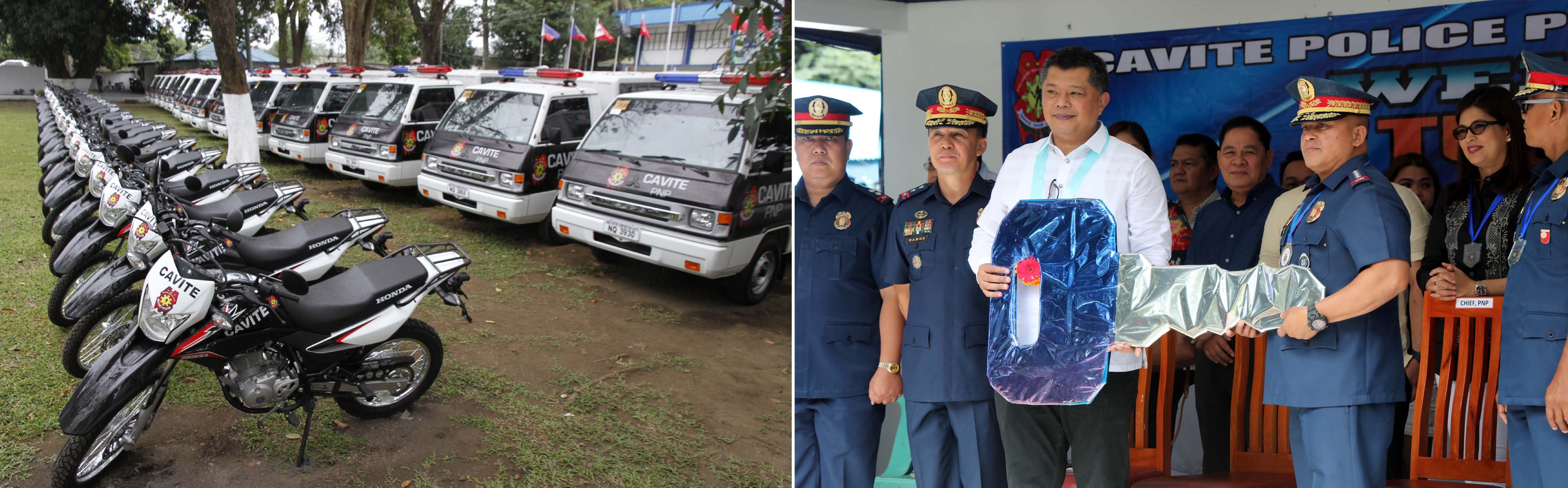 Cavite Governor Crispin Remulla and PNP Chief Ronald Dela Rosa during ceremonial turnover of Donation of Patrol Vehicles and Motorcycle in Cavite
