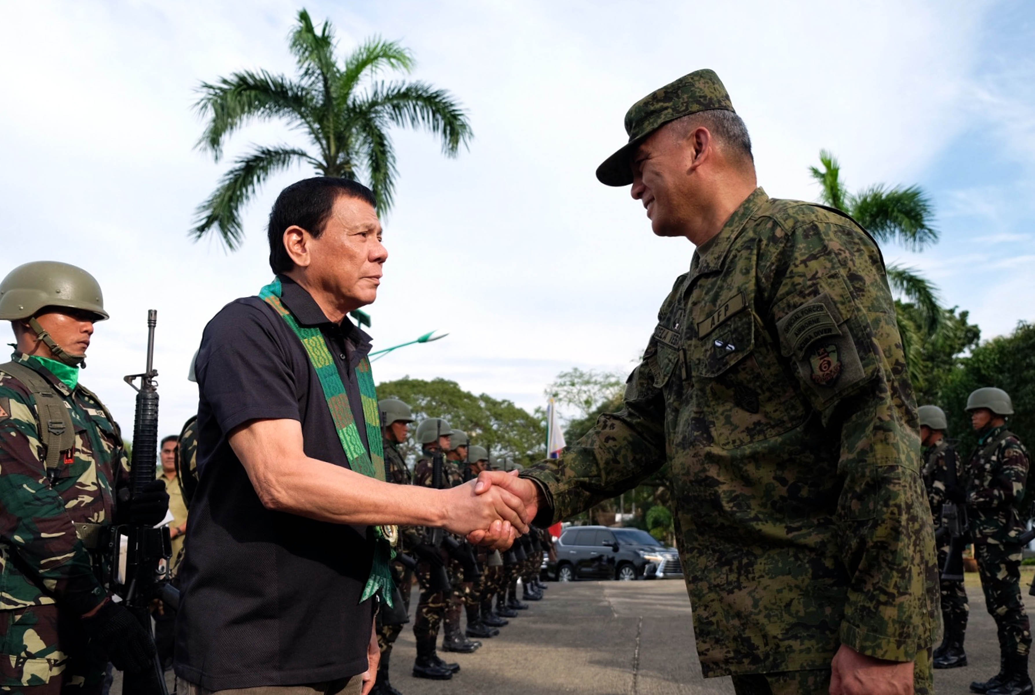 President Duterte arrives at 6th ID camp in Maguindanao