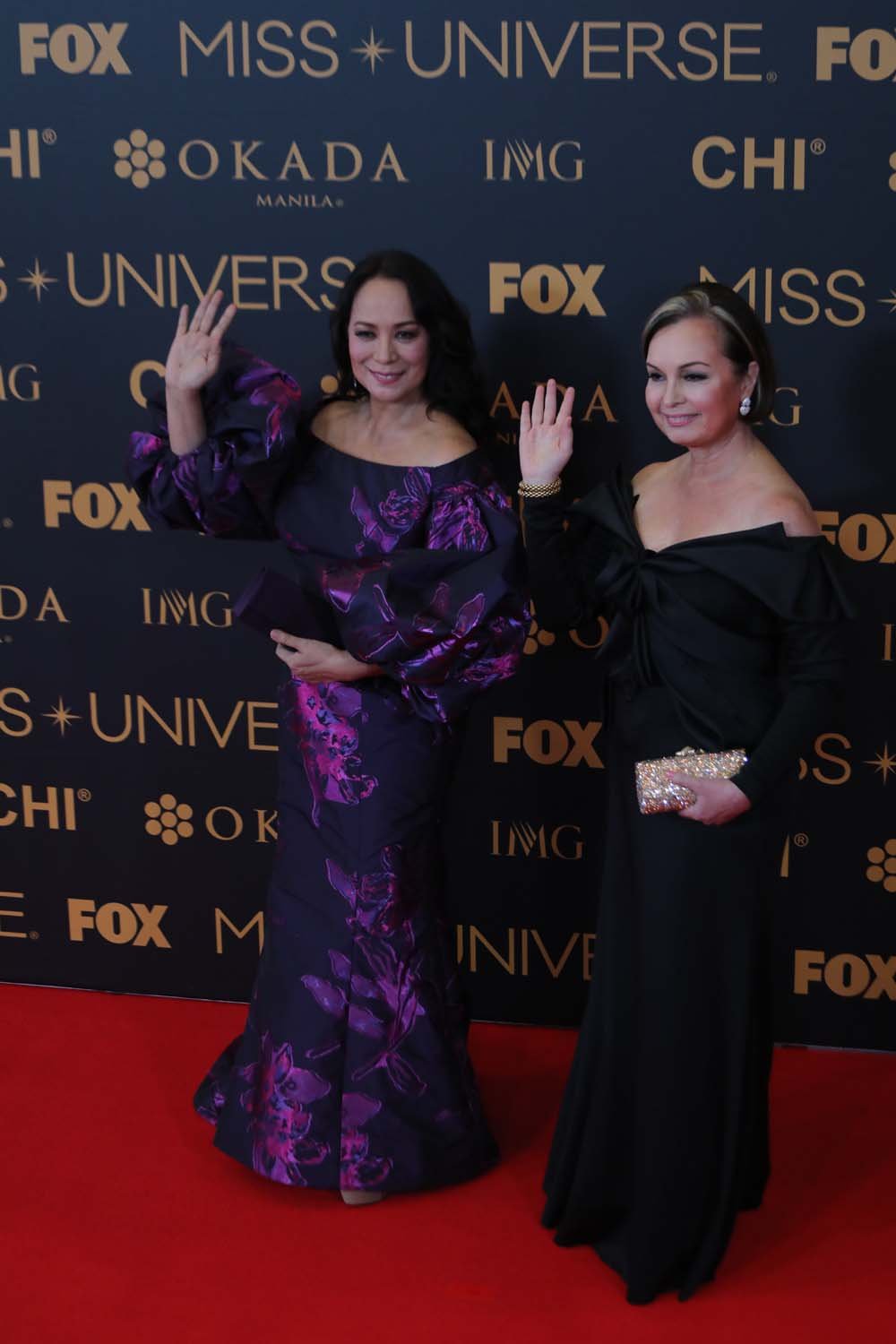 Former Miss Universe Gloria Diaz and Margie Moran at the Miss U Red Carpet event