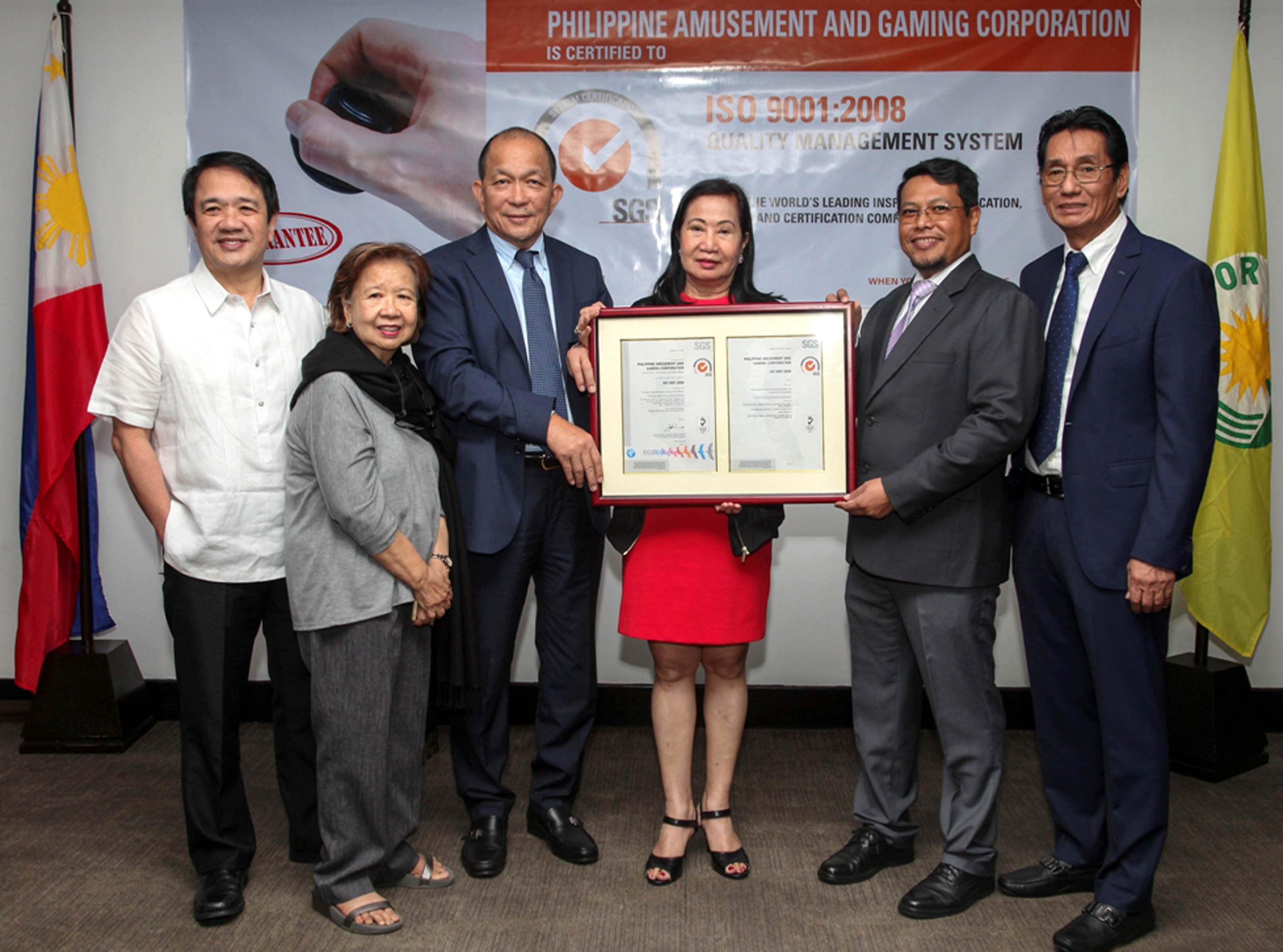 PAGCOR now ISO 9001:2008 certified