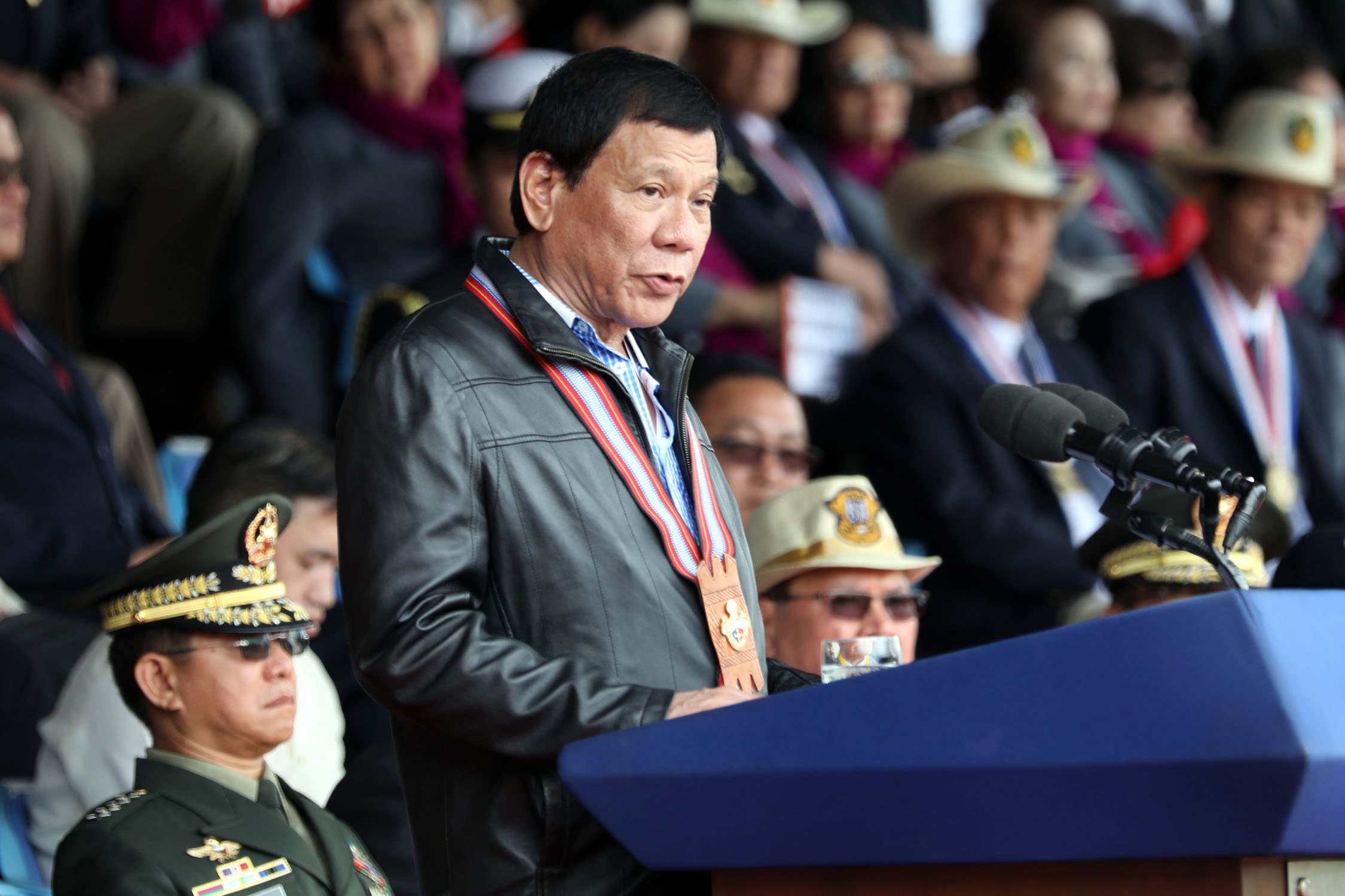 Pres. Duterte delivers his speech at PMA Alumni Homecoming