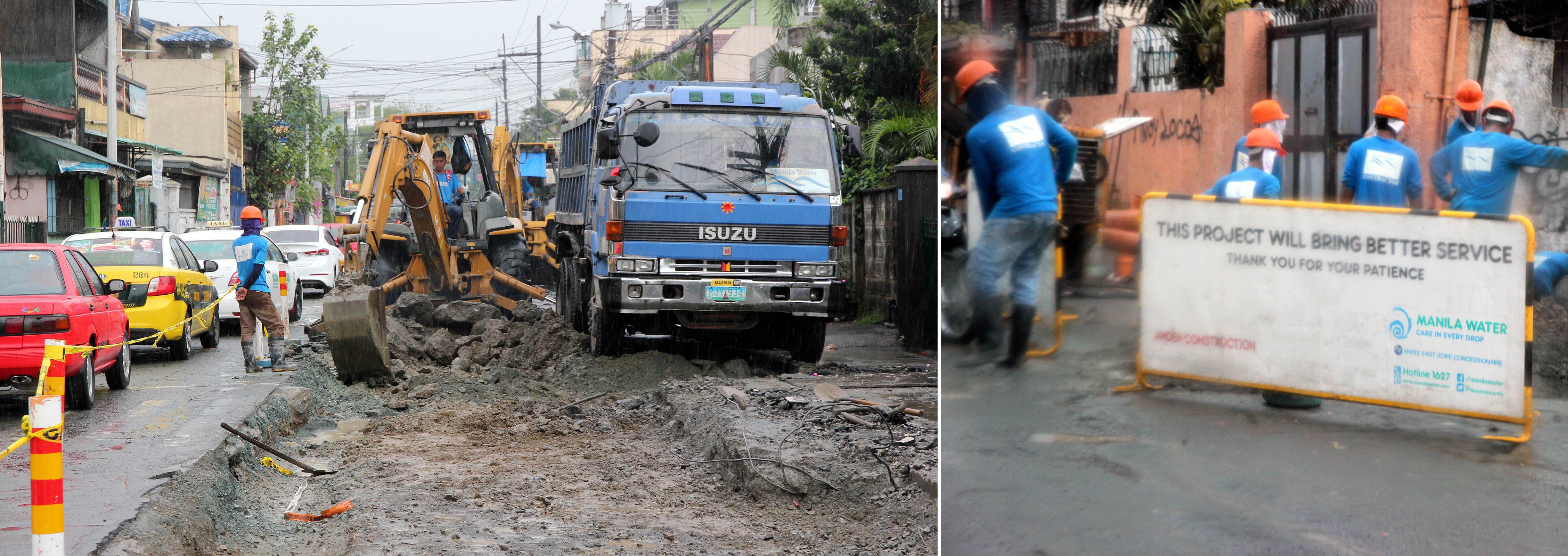 Manila Water excavation along Road 1, Project 6, Quezon City