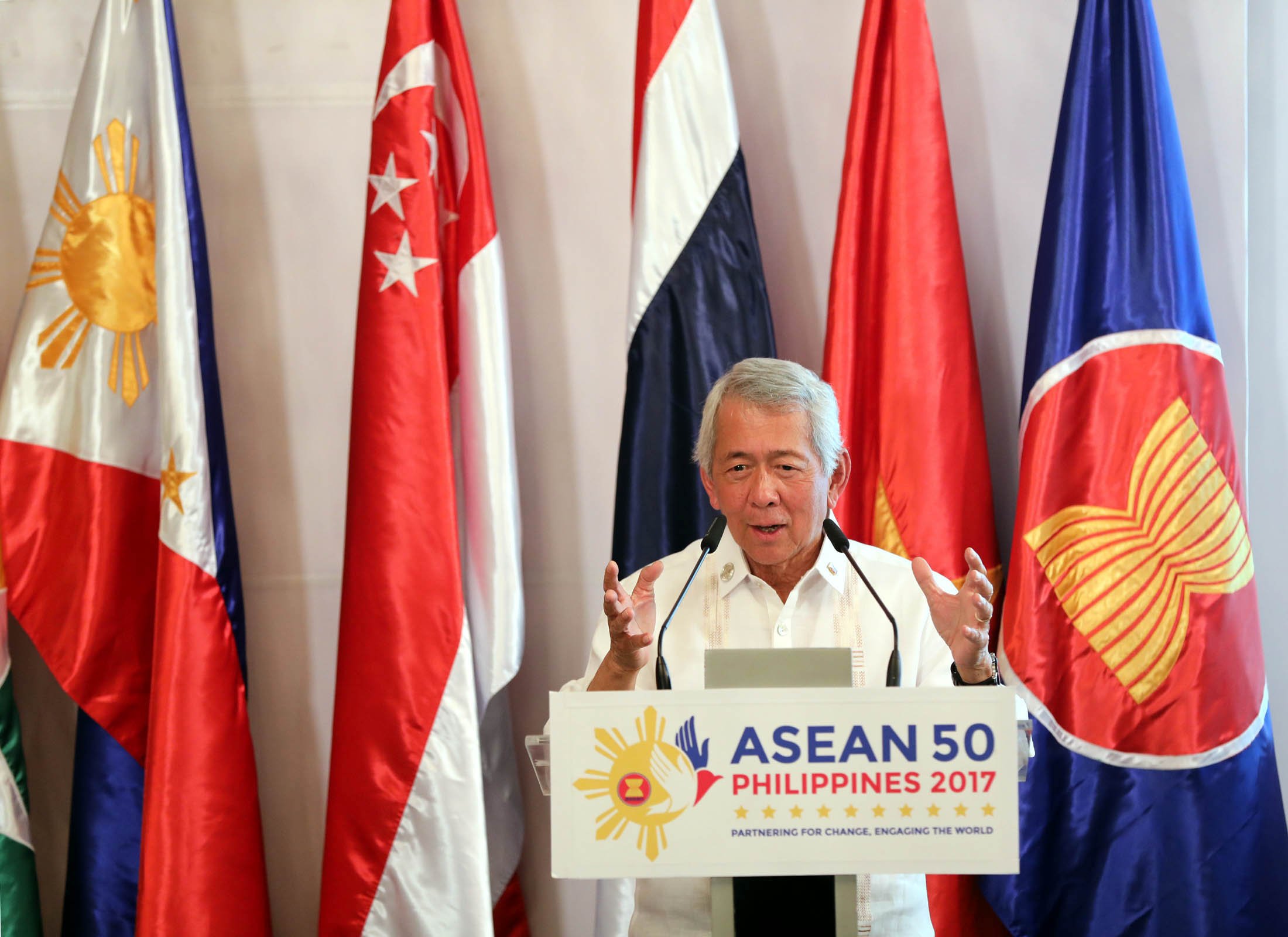 DFA Secretary Perfecto Yasay Jr. during a Press Conference on the Outcome of the ASEAN Foreign Ministers Retreat in Boracay