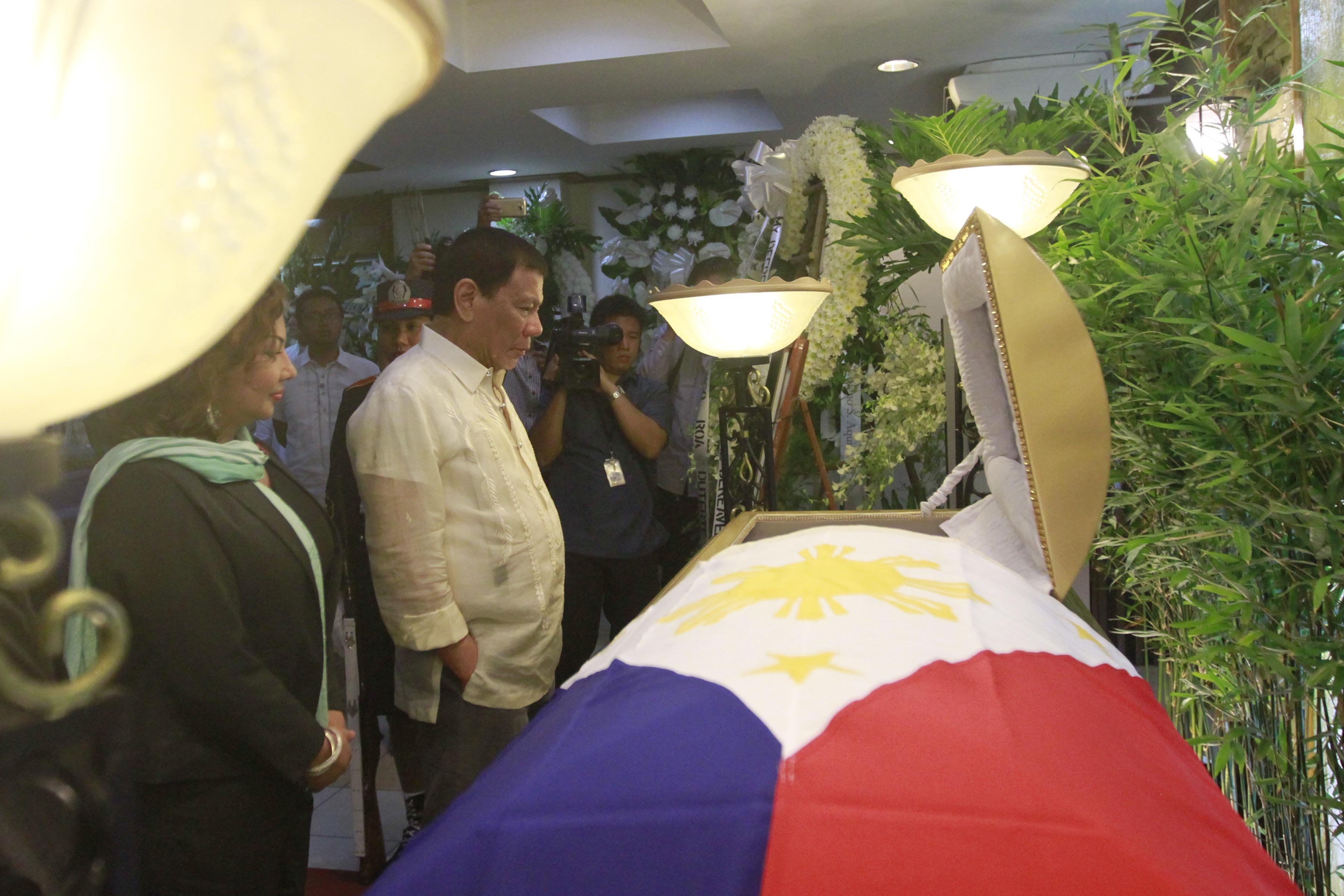 President Rodrigo Duterte visits wake of former Senator Leticia Ramos-Shahani