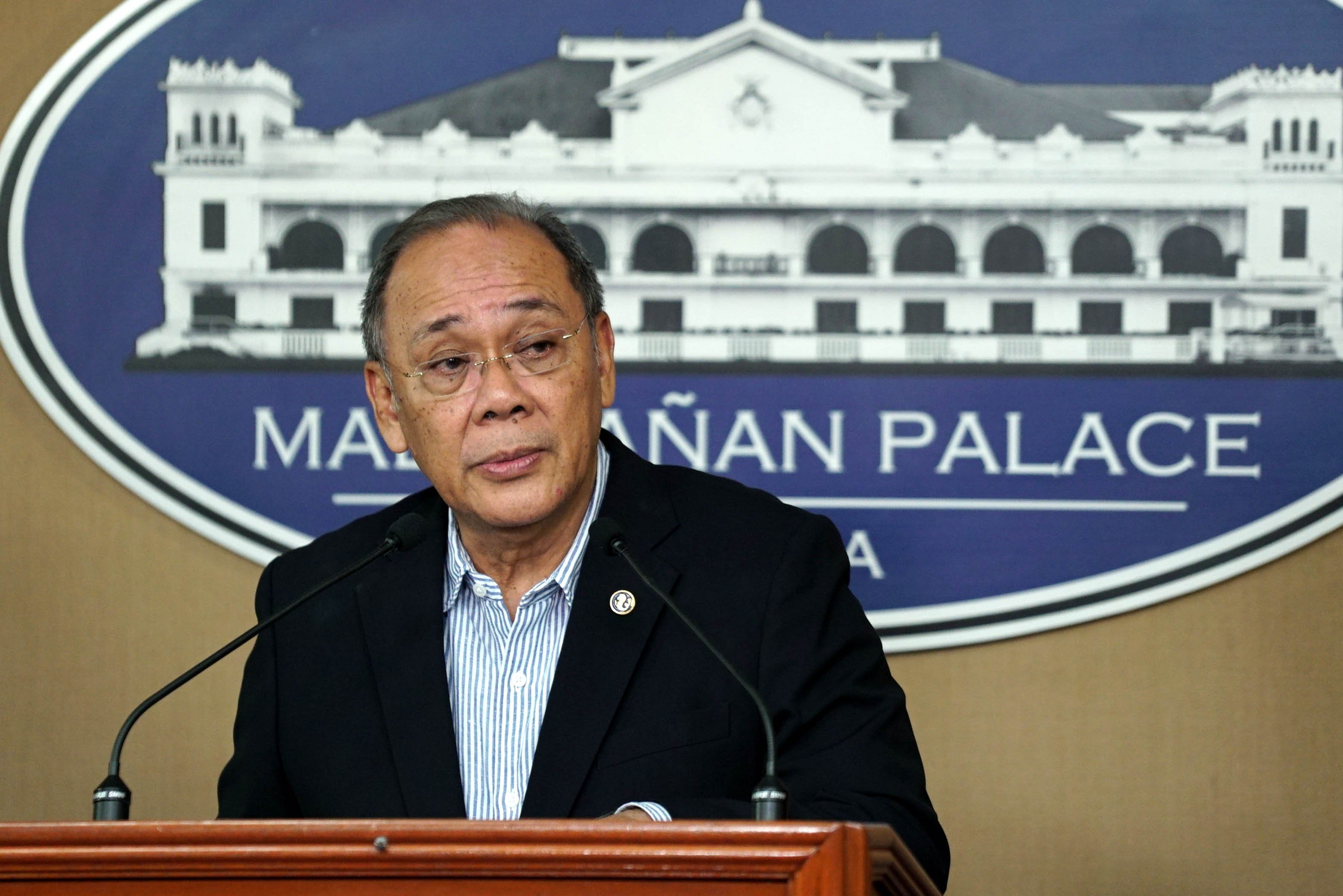 Presidential Spokesperson Ernesto Abella answers queries from members of the media during a press briefing in Malacañang