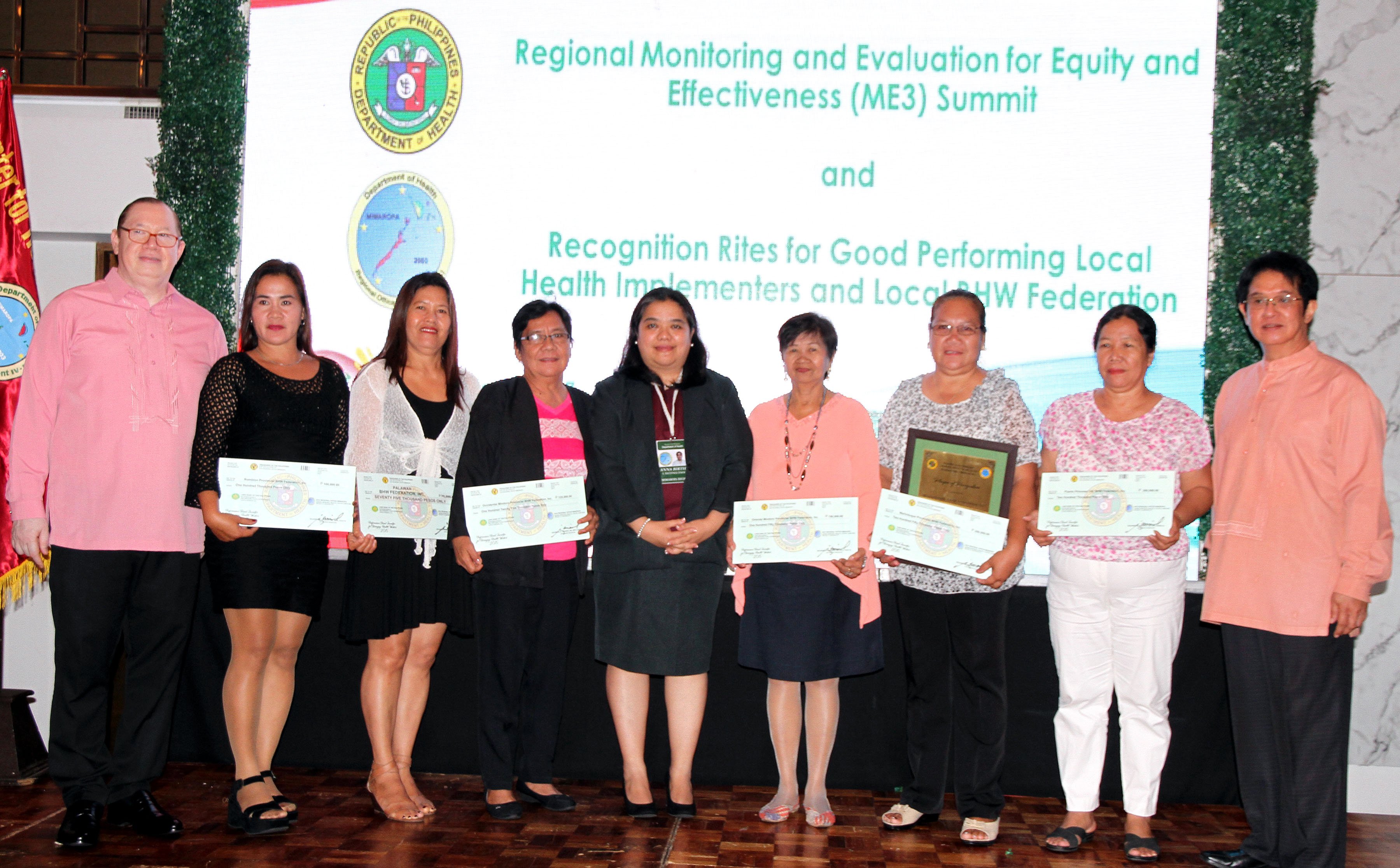 DOH-MIMAROPA awards best performing Barangay Health Workers' federations