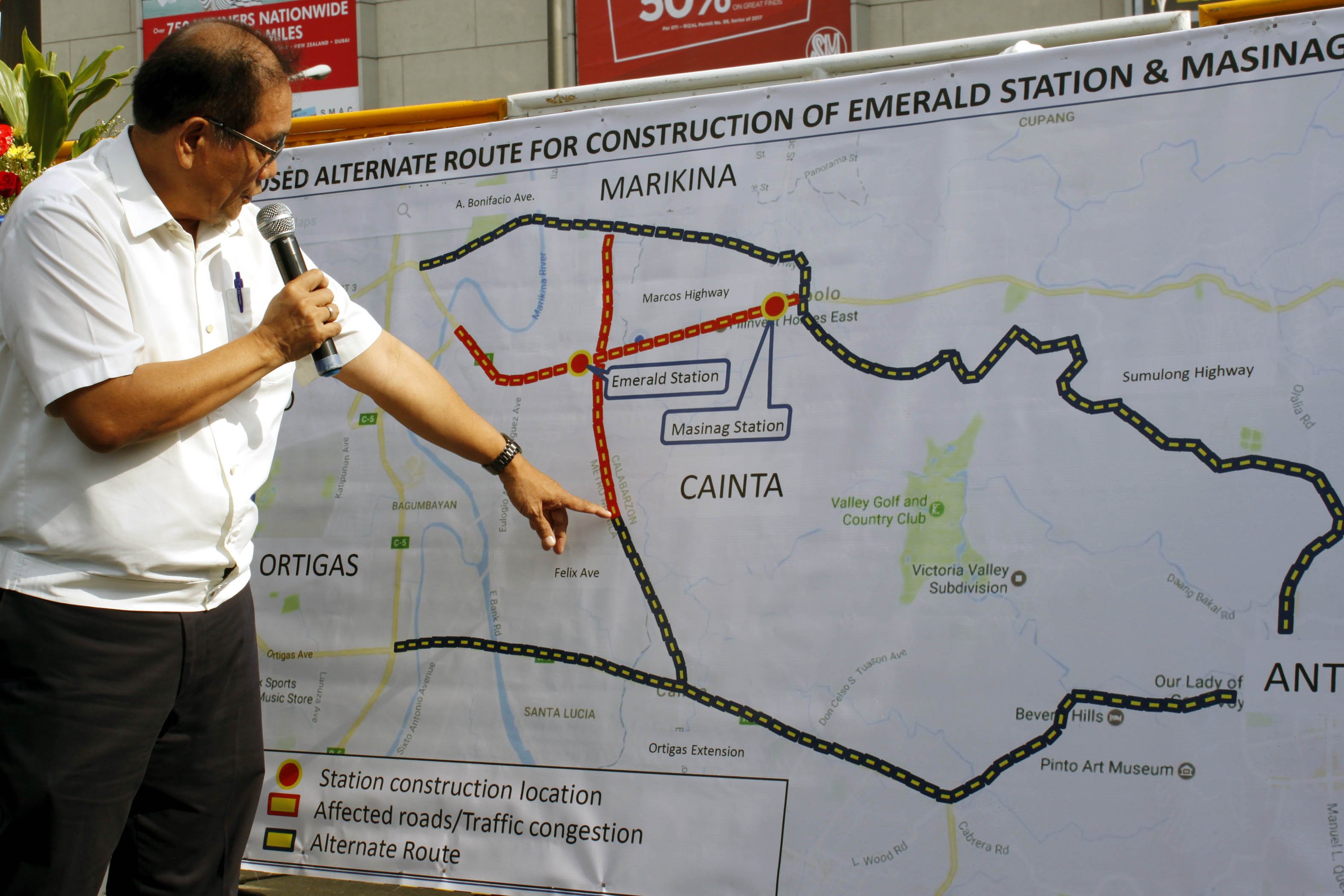 Alternate route during the Construction of of Line-2 East Extension Project Emerald and Masinag Stations