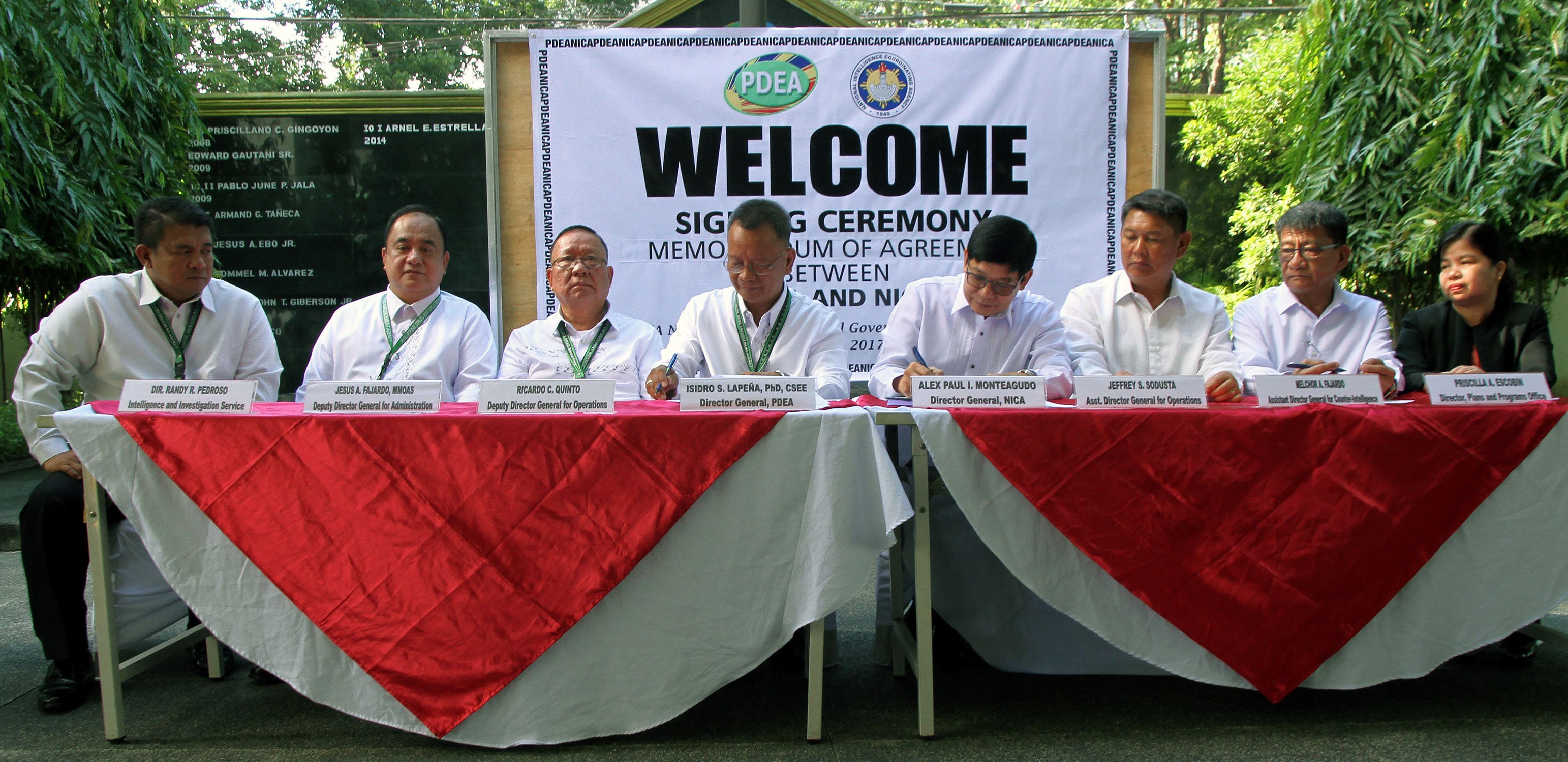 PDEA-NICA ink MOA on intel sharing