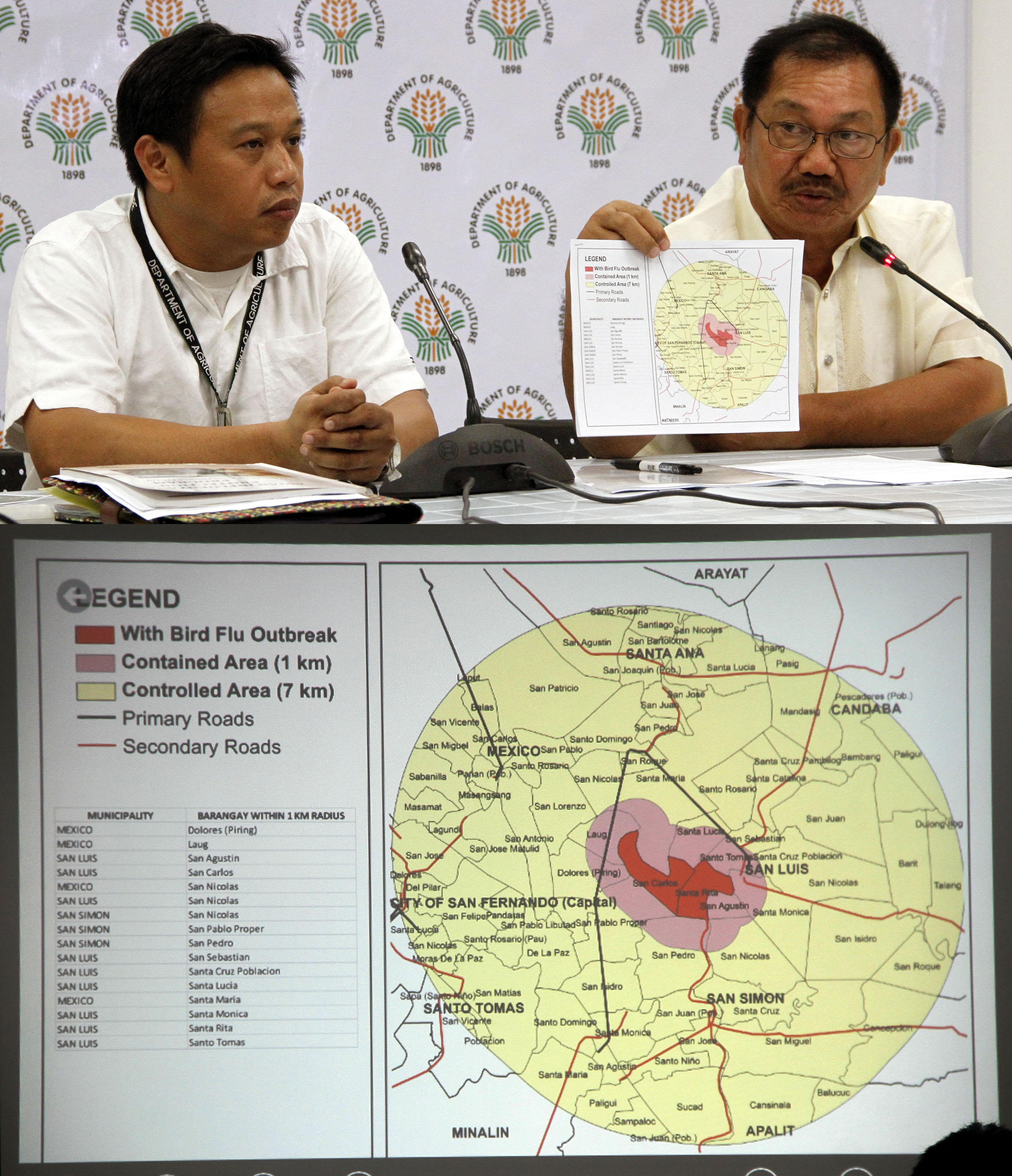 DA Sec. Piñol shows map of areas affected by avian flu outbreak