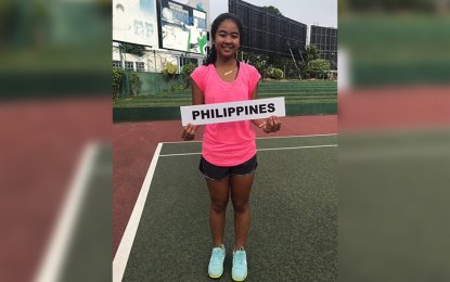 <p>Amanda Gabrielle Zoleta during the opening ceremony of the Junior Fed Cup Asia/Oceania pre-qualifying tournament in Colombo, Sri Lanka. <em>(Photo courtesy of Czarina Mae Arevalo)</em></p>