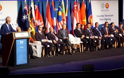 <p>Australian Prime Minister Malcolm Turnbull speaks at the ASEAN-Australia Special Summit in Sydney, Australia on Satuday (March 17, 2018) . (<em>Photo courtesy of DFA-Office of Public Diplomacy.)</em></p>