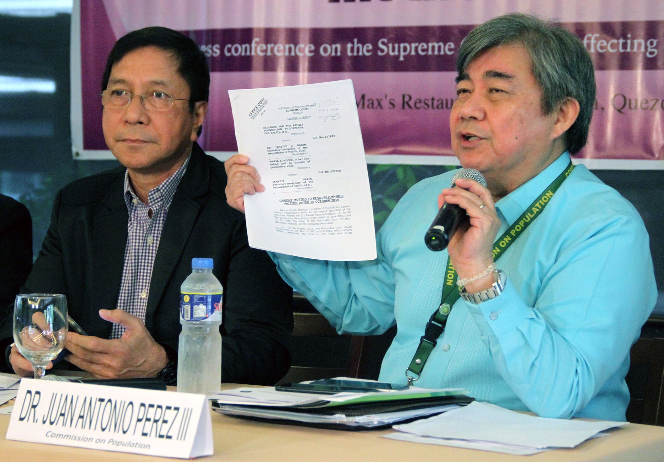 POPCOM appeals for lifting of Supreme Court TRO on RPRH lAW